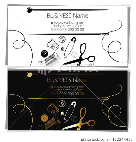 Business card unique concept for cutting and sewing Business card unique concept for cutting and sewing 122244433