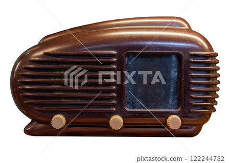Retro brown radio with streamlined design Retro brown radio with streamlined design 122244782