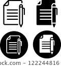 Pen and text file icon set 122244816