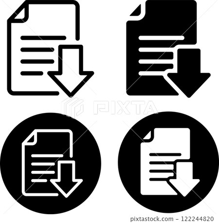 Text file download icon set 122244820