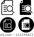 Magnifying glass and text file icon set 122244823