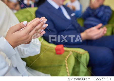 Cherished Engagement Moment with the Beautiful Ring Inside the Luxurious Red Box 122244924