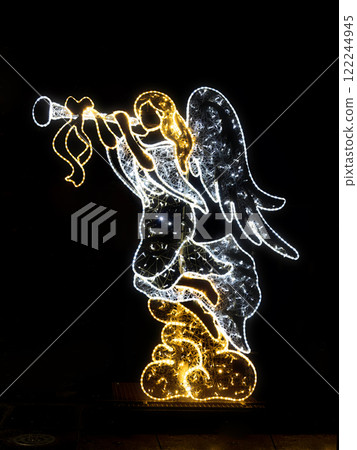 Illuminated Angel Christmas Decoration Displaying Grace and Festive Spirit 122244945