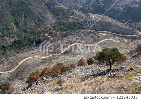 Landscape with a road, Pantokrator, Corfu, Greece 122245038