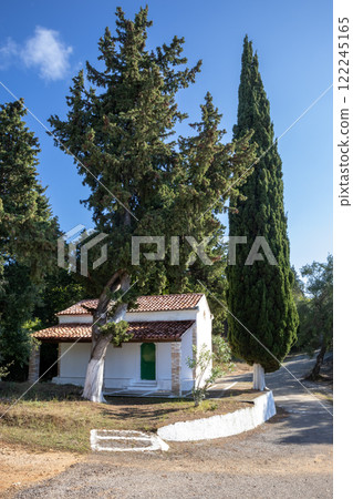 Chapel in the garden, Parakklesi, Corfu, Greece Chapel in the garden, Parakklesi, Corfu, Greece 122245165