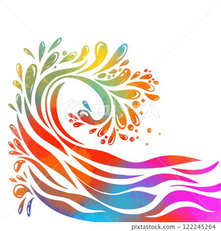colored sea background. hand drawn. Not AI, Vector illustration 122245264