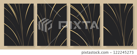 Black and beige abstract modern posters or vertical background vector set. A4 resolution retro elegant cover design with reed or bamboo silhouette for brochure, book, flyer, poster or presentation Black and beige abstract modern posters or vertical background vector set. A4 resolution retro elegant cover design with reed or bamboo silhouette for brochure, book, flyer, poster or presentation 122245273