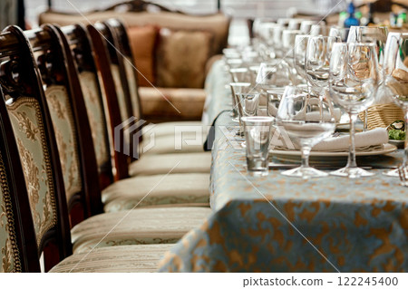 Luxurious Dining Table Setup for Celebrations. Luxurious Dining Table Setup for Celebrations. 122245400