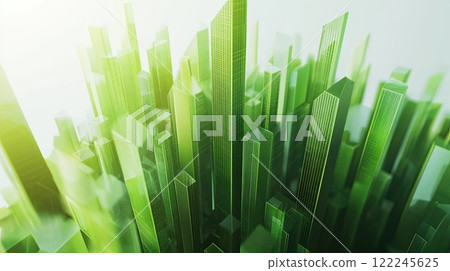 green growth chart representing investment success and financial progress on a white background. 122245625