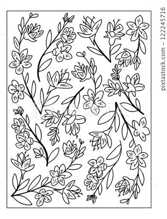 Contour line illustration with cherry blossom Contour line illustration with cherry blossom 122245716