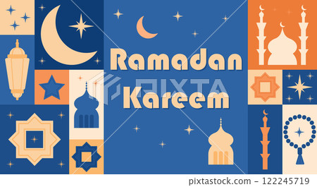 Modular Ramadan greeting design with crescent moon Modular Ramadan greeting design with crescent moon 122245719