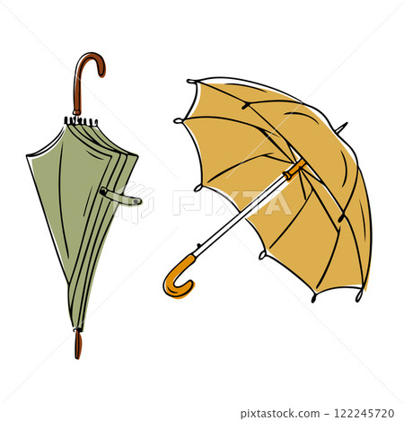 Doodle illustration of two umbrellas Doodle illustration of two umbrellas 122245720
