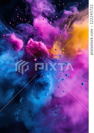 Abstract composition of colorful powder bursts 122245722