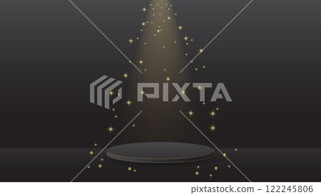 display podium black luxury gold modern presentation product background vector. stage empty dark design pedestal minimal showcase template space stand. studio mockup abstract light platform backdrop. 122245806