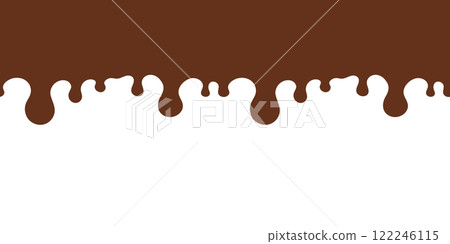 Seamless Chocolate Drip Border Design Minimalistic Abstract Brown and White Background for Creative Food Themes or Templates 122246115
