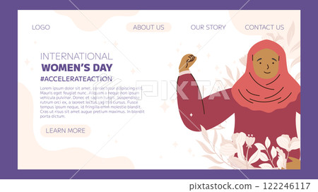 IWD 2025 Illustrated banner for International Women Day featuring a smiling woman in a hijab, raised fist, and floral accents. IWD 2025 Illustrated banner for International Women Day featuring a smiling woman in a hijab, raised fist, and floral accents. 122246117