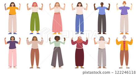 IWD 2025 Set of Diverse and Empowered Women Standing in Strong Poses Promoting Unity, Equality, and Feminism. IWD 2025 Set of Diverse and Empowered Women Standing in Strong Poses Promoting Unity, Equality, and Feminism. 122246118