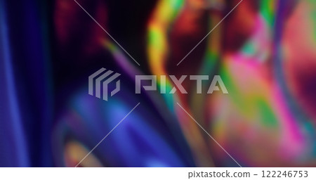 Bokeh reflection. Defocused flicker. Party effect. Rainbow highlight change shade flare. Abstract art background. Festive mood vibe. 122246753