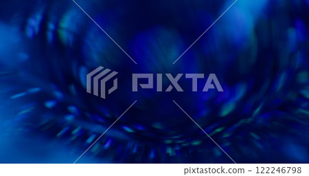 Blurred strobe lens. Ray refraction. Round faceted disco ball rotation. Strobe effect whimsical highlight. Airy glimmer rainbow show. Festive hypnotic atmosphere. 122246798