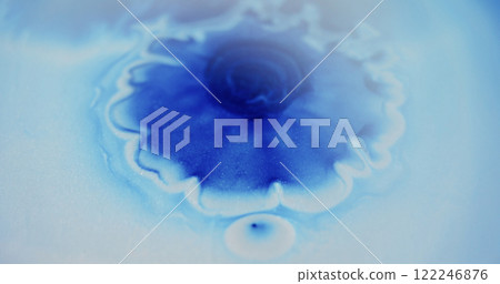 Oil fluid flow. Blur glitter texture. Blue white color sparkling shimmering particles paint drop ink wave falling on abstract art background. Oil fluid flow. Blur glitter texture. Blue white color sparkling shimmering particles paint drop ink wave falling on abstract art background. 122246876