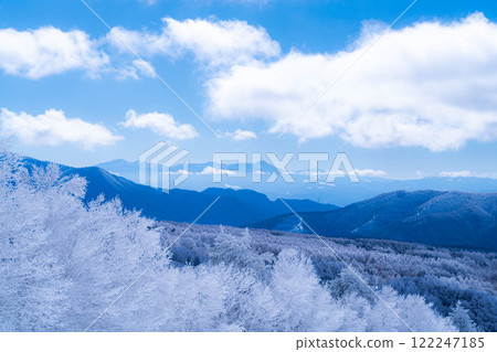 [Winter material] Silvery frost landscape [Nagano Prefecture] 122247185