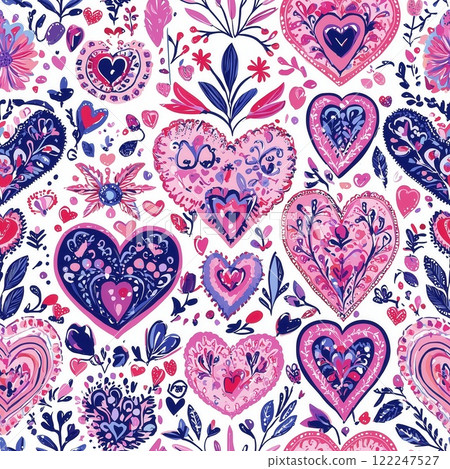 Boho Valentine s Day Ibiza Pattern Vibrant Romantic Design for Your Creative Projects, seamless 122247527