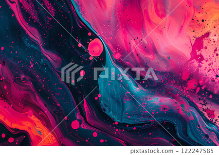 Abstract Fluid Art with Pink and Teal 122247585