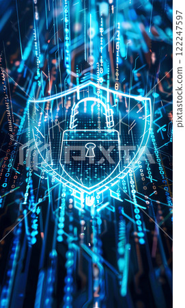 Digital Lock Icon with Cybersecurity Concept Digital Lock Icon with Cybersecurity Concept 122247597