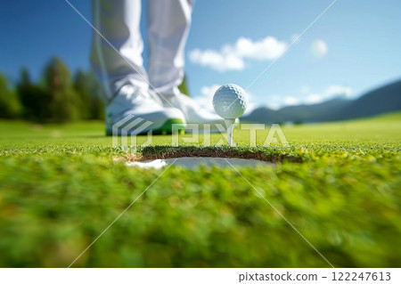 Golf Ball on Tee Ready for Shot Golf Ball on Tee Ready for Shot 122247613