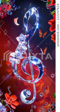 Musical Clef Design with Decorative Elements 122247629
