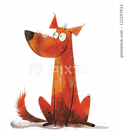 Playful Cartoon Illustration of a Red Dog Playful Cartoon Illustration of a Red Dog 122247632