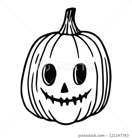 Pumpkin and Jack O Lantern Hand Drawn  Spooky and Cute Vector 122247763