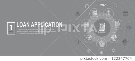 Credit Score for Loan Refinance or Application Icon Set and Web Banner 122247764