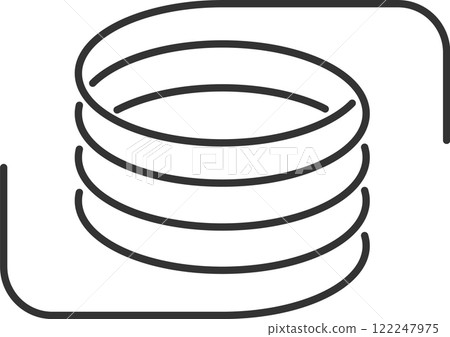 Metallic coils forming a motor machine spiral sign, wire springs and steel curved flexible coils creating a linear spiral silhouette isolated on white 122247975