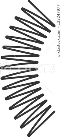 Close up of a dark gray metal spiral spring, showcasing its flexible and compressible structure, potential uses in various mechanical and industrial applications Close up of a dark gray metal spiral spring, showcasing its flexible and compressible structure, potential uses in various mechanical and industrial applications 122247977