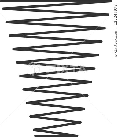 Dark gray metal spiral spring forming a cone shape, representing concepts such as flexibility, elasticity, industry, mechanics, physics, and potential energy Dark gray metal spiral spring forming a cone shape, representing concepts such as flexibility, elasticity, industry, mechanics, physics, and potential energy 122247978