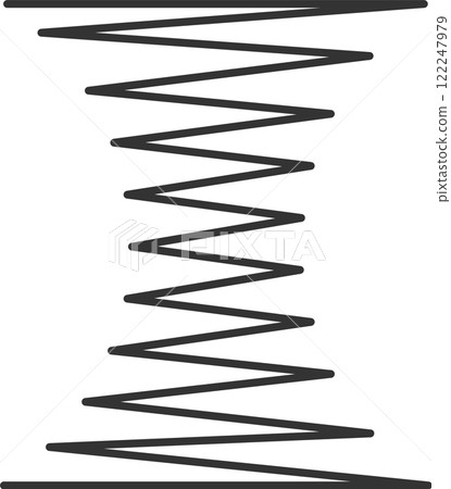 Metal spiral spring illustrating flexible coils and motor machine design, forming a linear silhouette against a white background, perfect for industrial concepts 122247979