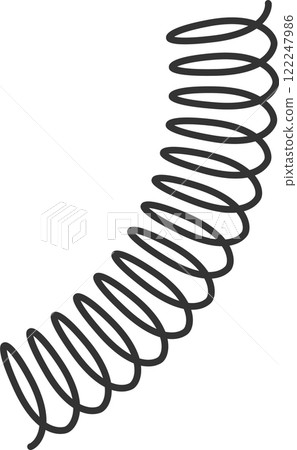 Metal spiral spring curving gracefully against a white background, symbolizing concepts of flexibility, elasticity, and innovative industrial design in mechanics and engineering Metal spiral spring curving gracefully against a white background, symbolizing concepts of flexibility, elasticity, and innovative industrial design in mechanics and engineering 122247986