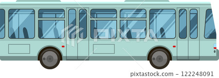 Light green city bus navigating urban streets, serving as a public transport vehicle for passengers, embodying the essence of city travel and modern urban mobility 122248091