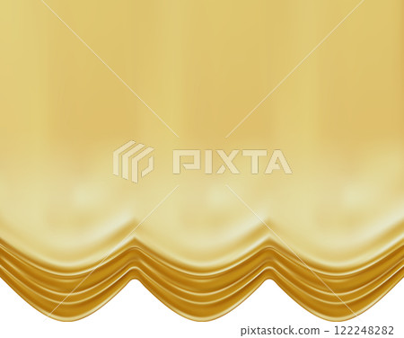 Realistic vector illustration of elegant golden stage curtains with soft folds, creating a luxurious and theatrical atmosphere, perfect for backgrounds and decorative elements Realistic vector illustration of elegant golden stage curtains with soft folds, creating a luxurious and theatrical atmosphere, perfect for backgrounds and decorative elements 122248282