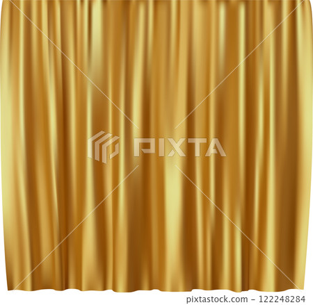 Realistic interior featuring luxurious gold velvet curtains, enhancing a royal and elegant ambiance, ideal for theater performances, opera showcases, or any grand celebration 122248284
