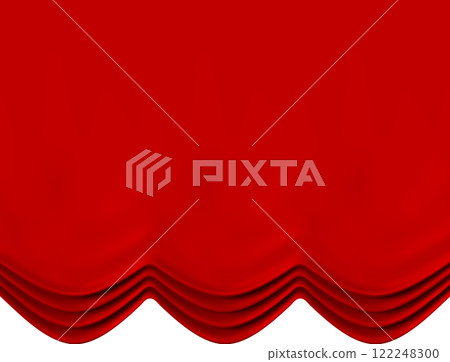 Red stage curtains are creating a wavy pattern on a white background, providing a dramatic and luxurious backdrop for theatrical performances or other events Red stage curtains are creating a wavy pattern on a white background, providing a dramatic and luxurious backdrop for theatrical performances or other events 122248300