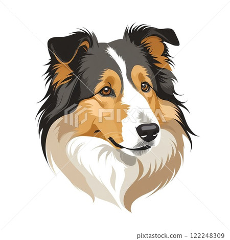 Illustration of an adorable rough collie 122248309