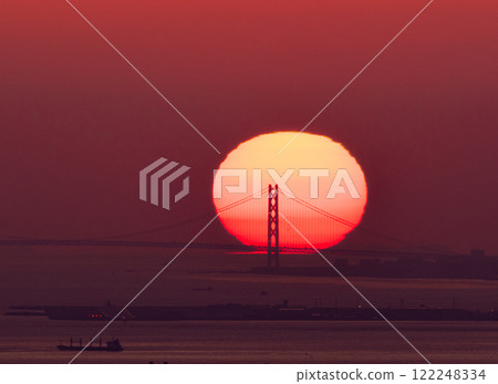 明石海峽大橋和日落 明石海峽大橋和日落 122248334
