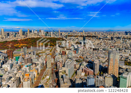 View from SHIBUYA SKY, the observation deck at Shibuya Scramble Square in Shibuya Ward, Tokyo View from SHIBUYA SKY, the observation deck at Shibuya Scramble Square in Shibuya Ward, Tokyo 122248428
