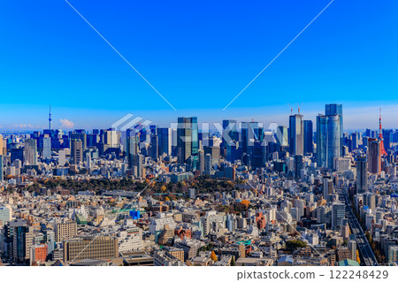 View from SHIBUYA SKY, the observation deck at Shibuya Scramble Square in Shibuya Ward, Tokyo View from SHIBUYA SKY, the observation deck at Shibuya Scramble Square in Shibuya Ward, Tokyo 122248429