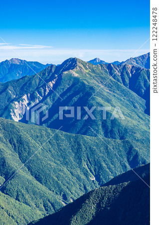 從荒川山中嶽山頂看到的潮見山、南阿爾卑斯山、芥澤山、荒川山攀登 122248478