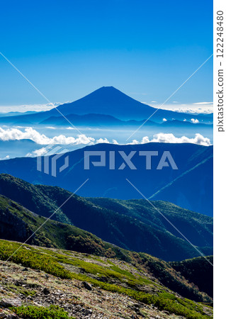 從荒川山中嶽山頂看到的富士山、南阿爾卑斯山、惡澤山、荒川山攀登 122248480