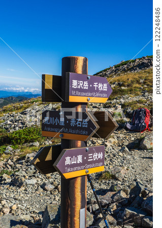 Junction from Arakawa-Nakadake to Arakawagoya Mountain hut, Southern Alps, climbing Mt. Akuzawa and Mt. Arakawa Junction from Arakawa-Nakadake to Arakawagoya Mountain hut, Southern Alps, climbing Mt. Akuzawa and Mt. Arakawa 122248486