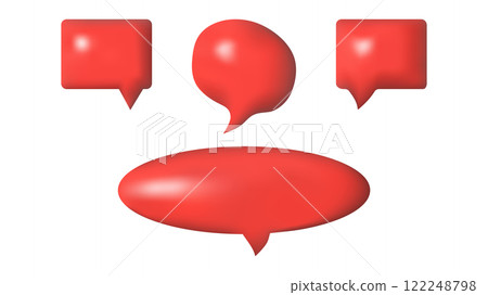 3D speech bubbles different shapes message icon. Empty text bubbles box. For social media advertising posters. Vector isolated set. 122248798